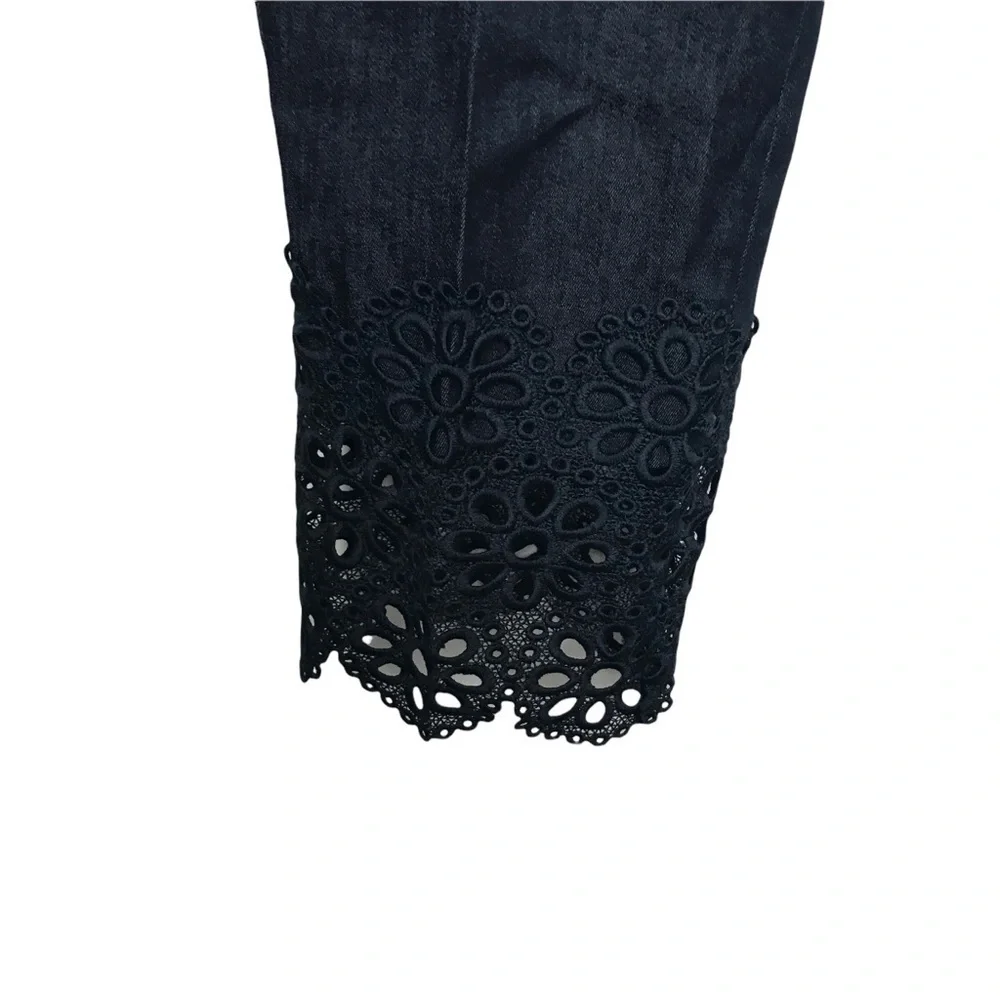 Ann Taylor Petite Crochet Lace Hem Crop Pants 2P